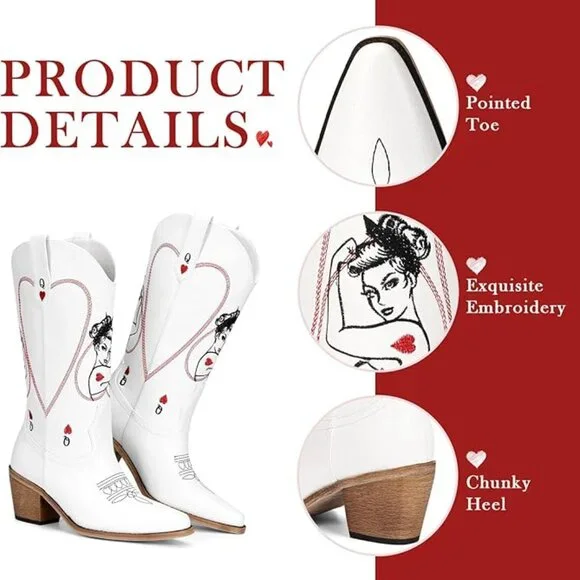 Women's Mid Calf Cowboy Boots - Picture 5 of 5